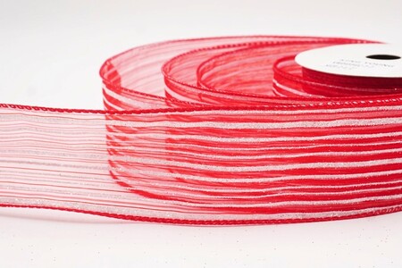 Red  Metallic Sheer Fine Pinstripe Ribbon_KW0455GC-7-7